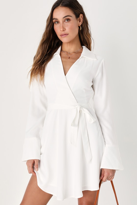 White Skater Dress - Collared Mini Dress - White Mini Dress - Lulus