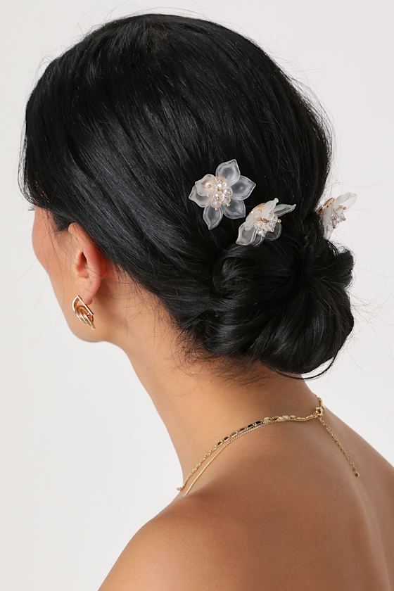 Made to Blossom Gold Floral Hair Pin Set 2