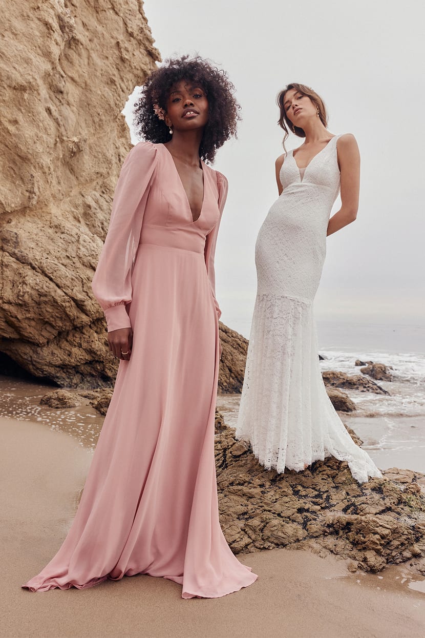 Blush Maxi Dress - Chic Open Back Dress - Long Sleeve Maxi Dress - Lulus