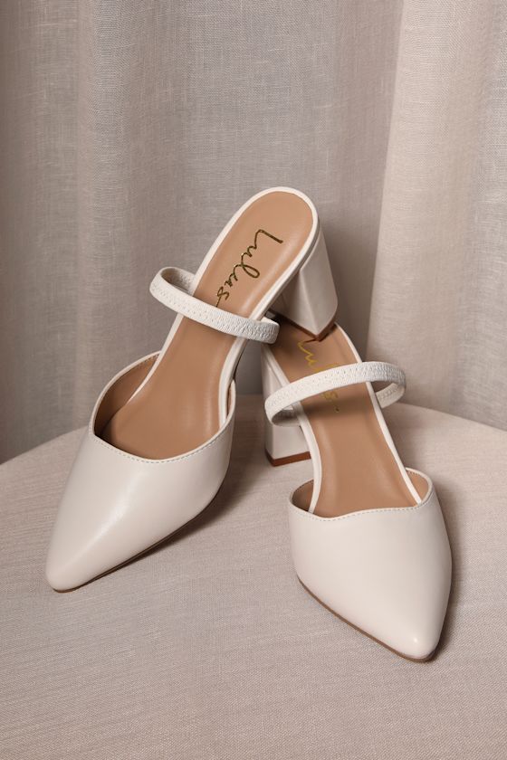 Maryna Off White Pointed-Toe Mules 5