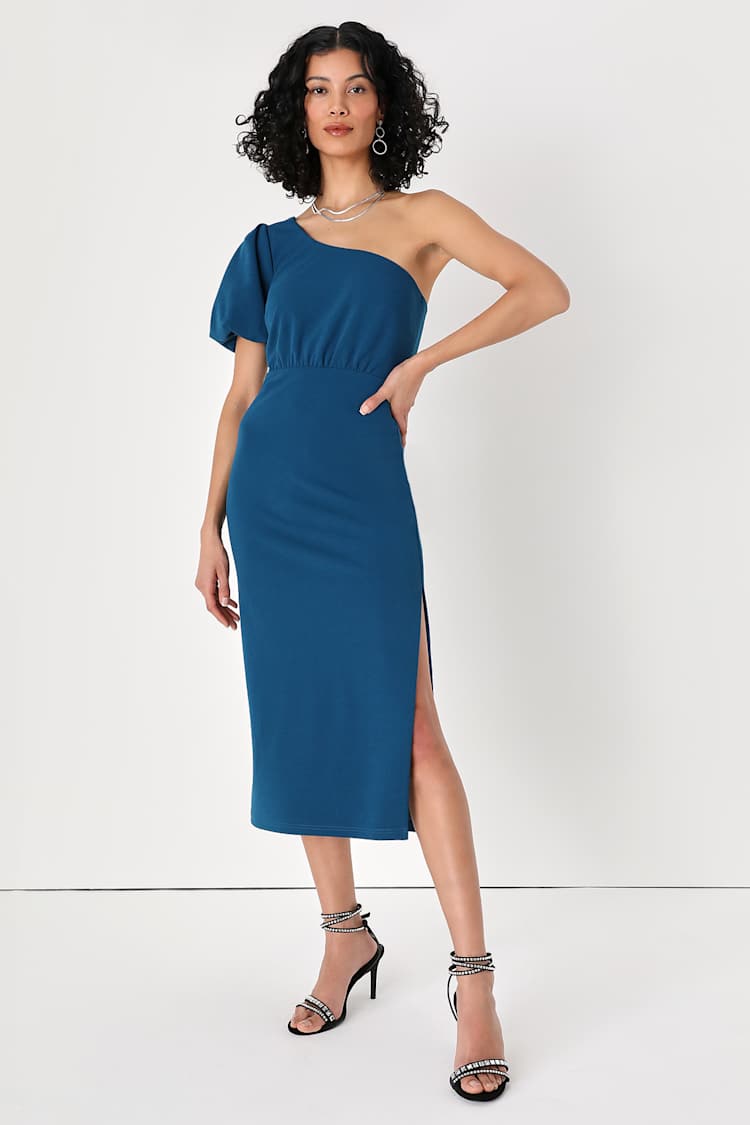 knee length dresses for ladies Rosalind Midi Dress in Teal main image 0