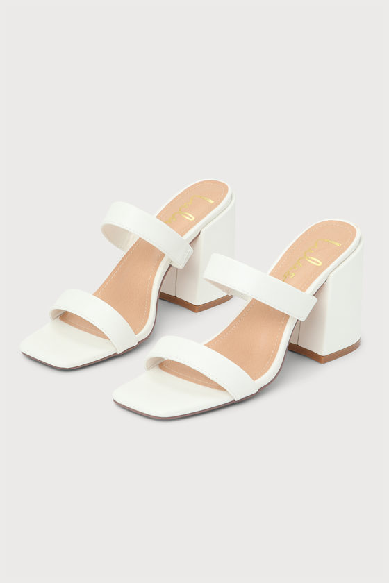 white slides with heel
