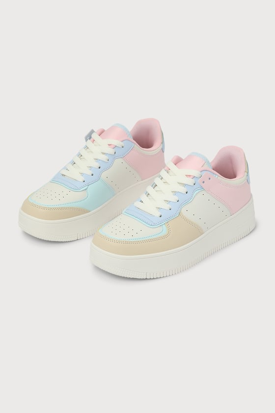 Lulus Seylar Multi Color Block Platform Sneakers