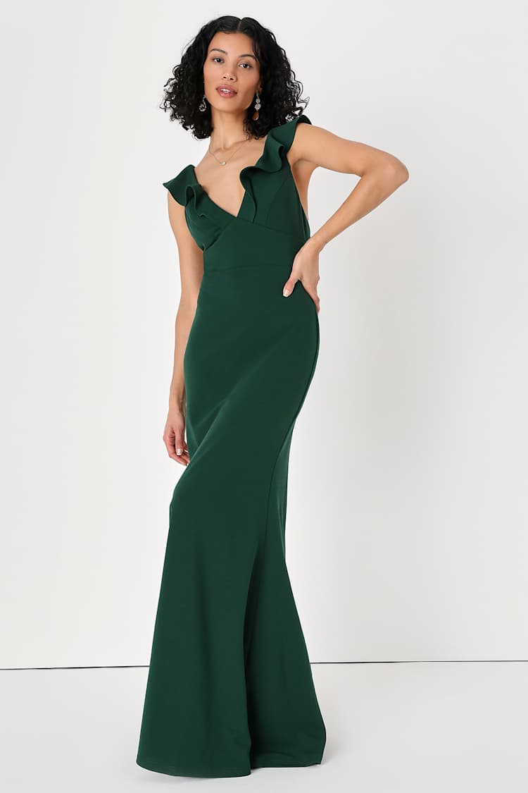 Hunter Green Dress - Maxi Dress - Mermaid Maxi - Gown - Lulus