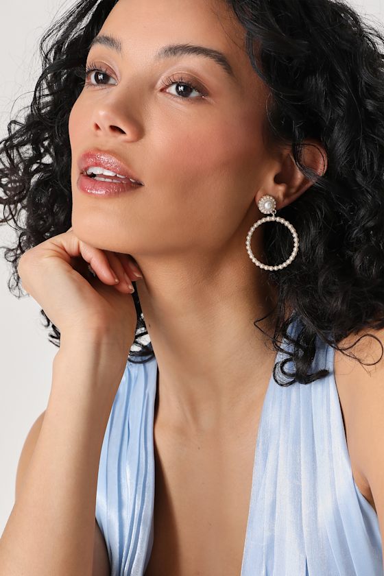 Gold Pearl Earrings Hoop Earrings Pearl Hoop Earrings Lulus