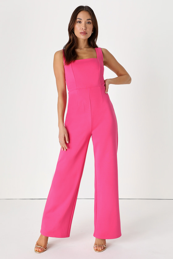Lulus Baby, You're The One Hot Pink Sleeveless Jumpsuit