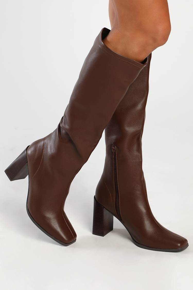 Chinese Laundry Mary - Brown Knee-High Boots - Square Toe Boots