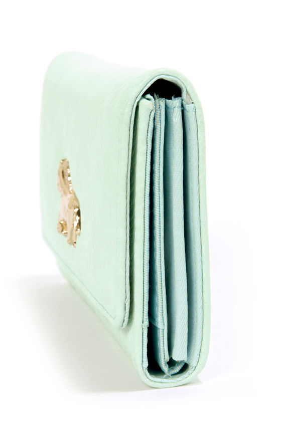 Chic Vegan Leather Wallet Mint Wallet Horse Wallet 31.00