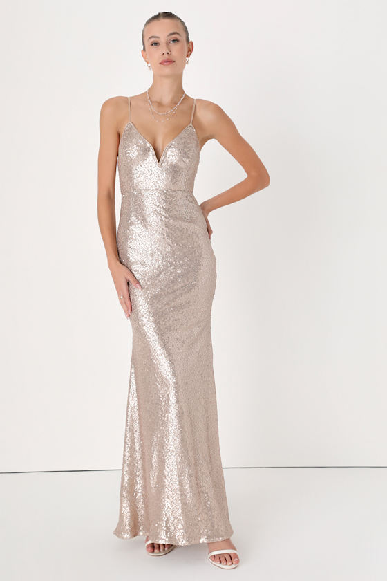 Spectacular Moment Rose Gold Mermaid Maxi Dress 1