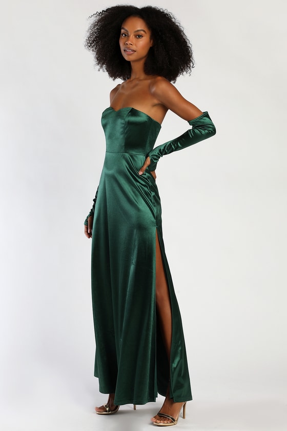 Emerald Green Long Corset-Style Prom Dress - PromGirl