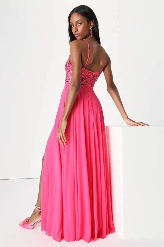 Pink Maxi Dress - Sequin Dress - Beaded Dress - Sleeveless Dress - Lulus
