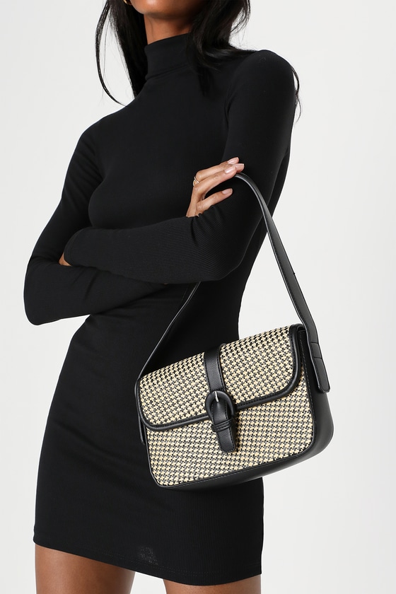 Black Woven Straw Bag - Shoulder Bag - Women's Bags - Lulus
