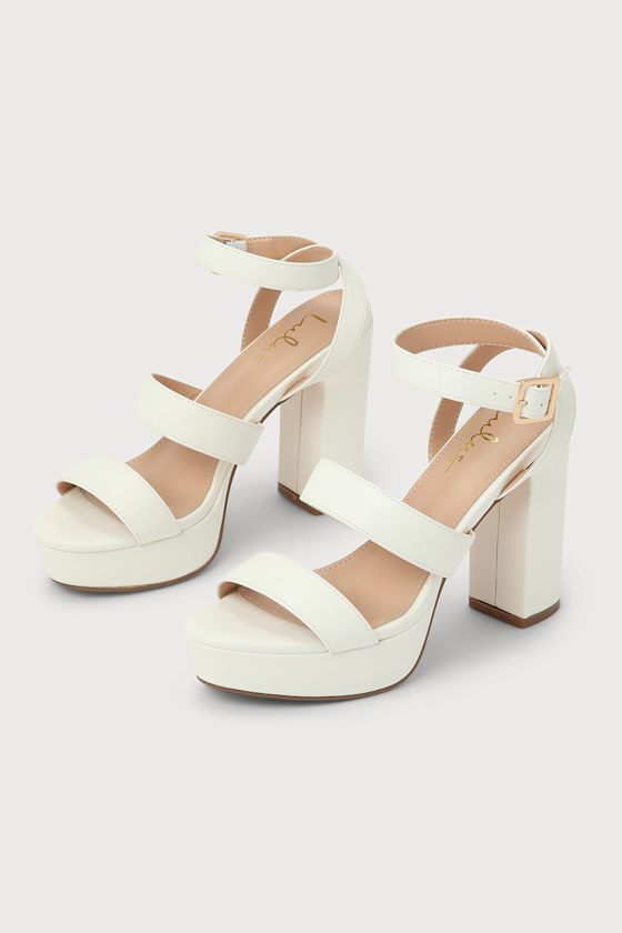 Morrin White Platform Ankle Strap High Heel Sandals 1