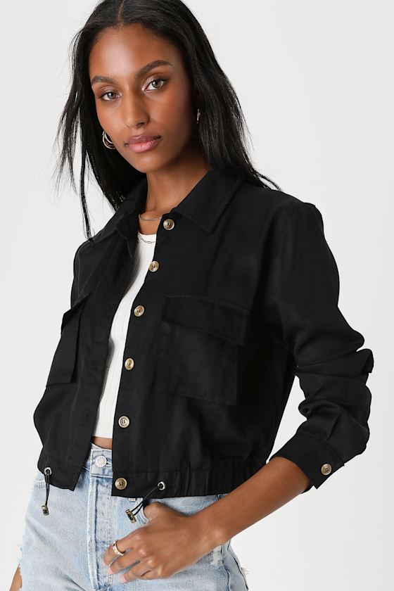 Eldora Black Cropped Utility Jacket 7