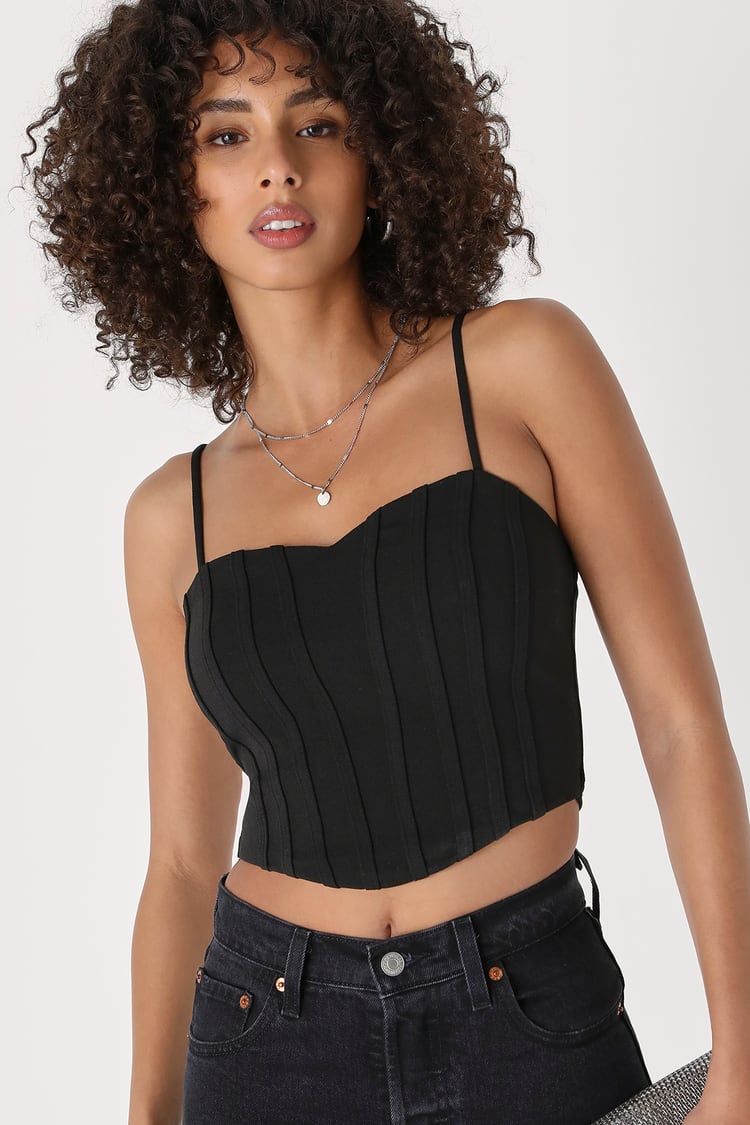 Keeping It Confident Black Sleeveless Cropped Bustier Top