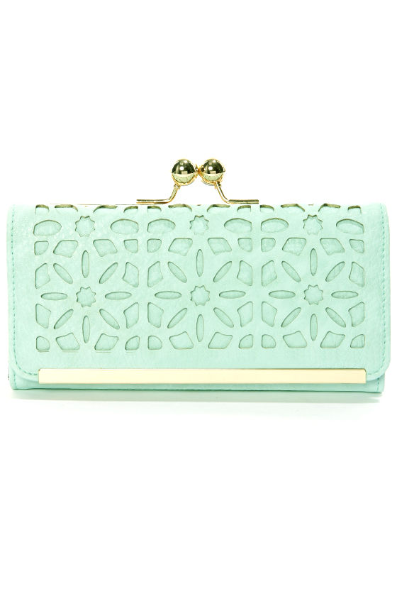 mint green wallet