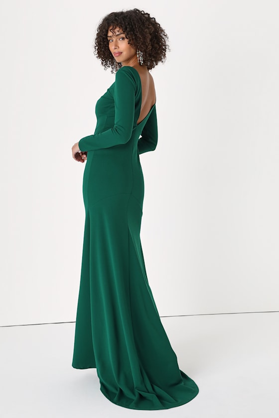 Dark Green Dress Long Sleeve Maxi Dress Formal Maxi Dress Lulus