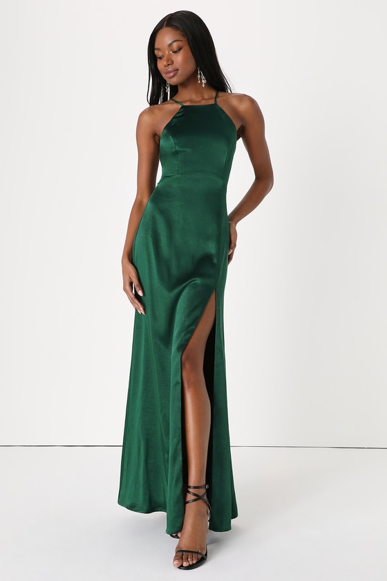 ZOO  Fashion Online  FIRA Two Way Puff Sleeve Maxi Dress with Covered  Buttons and Square Neckline Emerald Green Silk