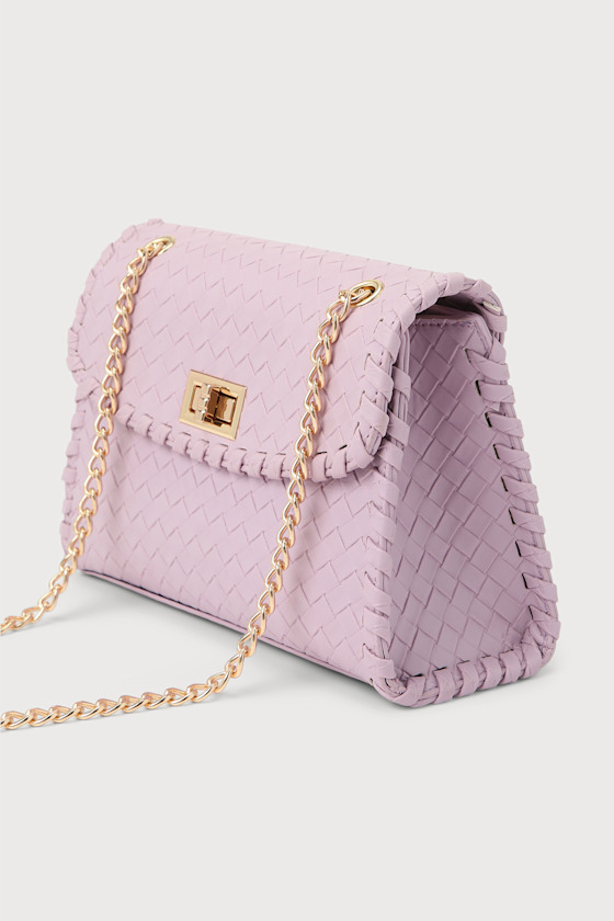 Lavender Woven Bag - Woven Crossbody Bag - Chain Strap Purse