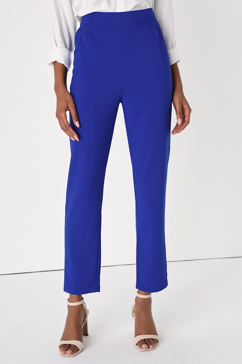 Cobalt Blue Dress Pants - Blue High-Waisted Pants - Trousers - Lulus