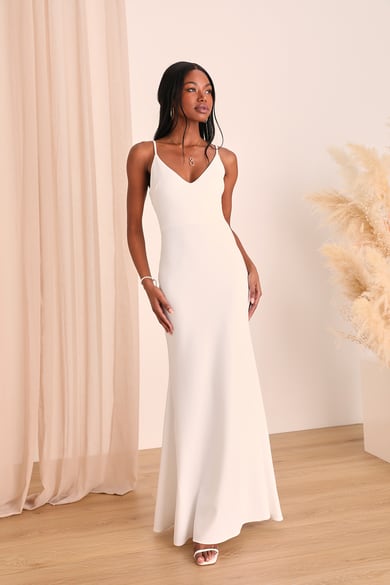 Eternal Elegance White Surplice Short Sleeve Maxi Dress