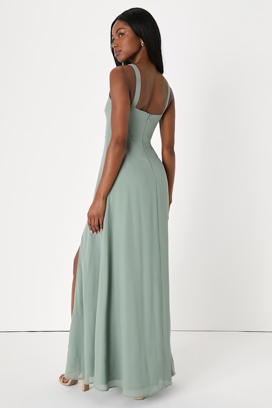 Sage Brush Maxi Dress - Chiffon Dress - Simple Maxi Dress - Image 7