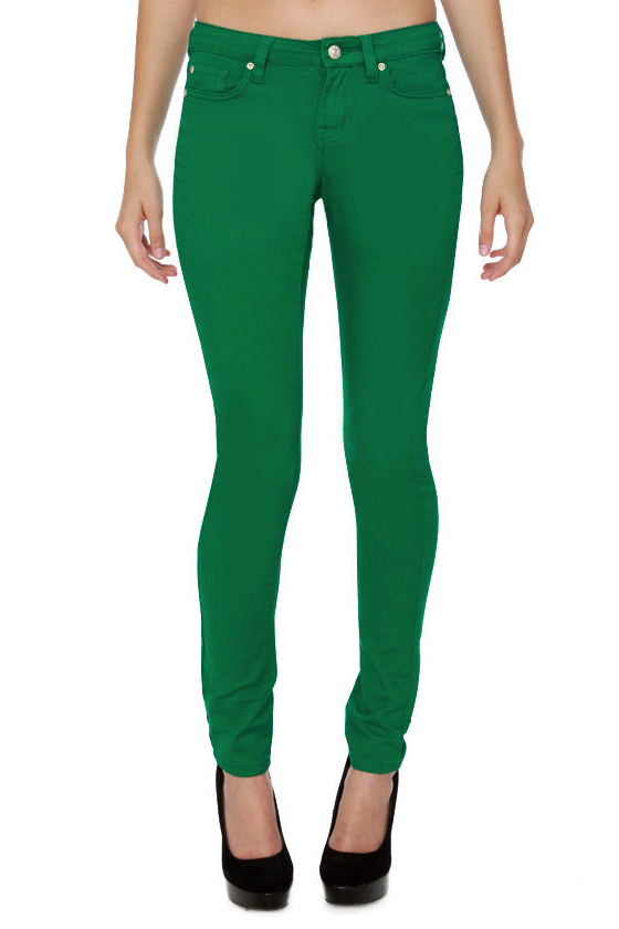 Bright Green Jeggings - Stretchy 