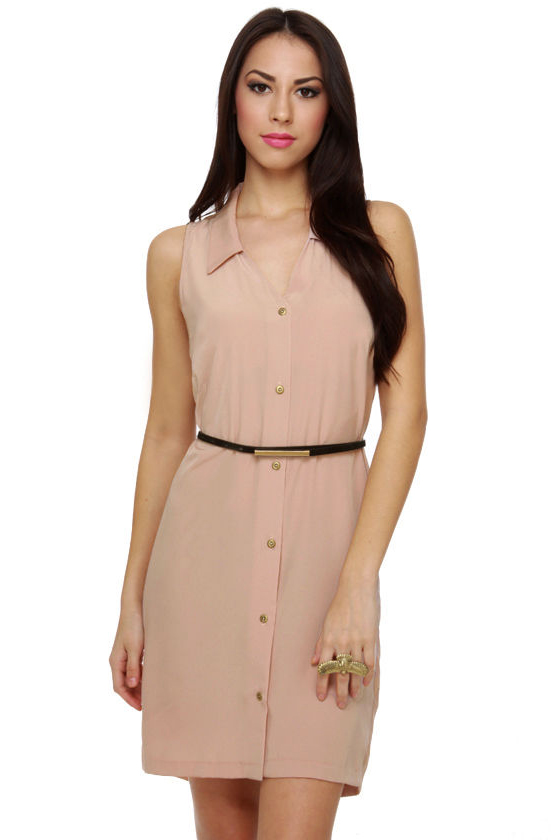 Retrofit Beige Shift Dress