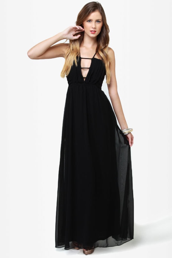 Black Maxi Chiffon Dress