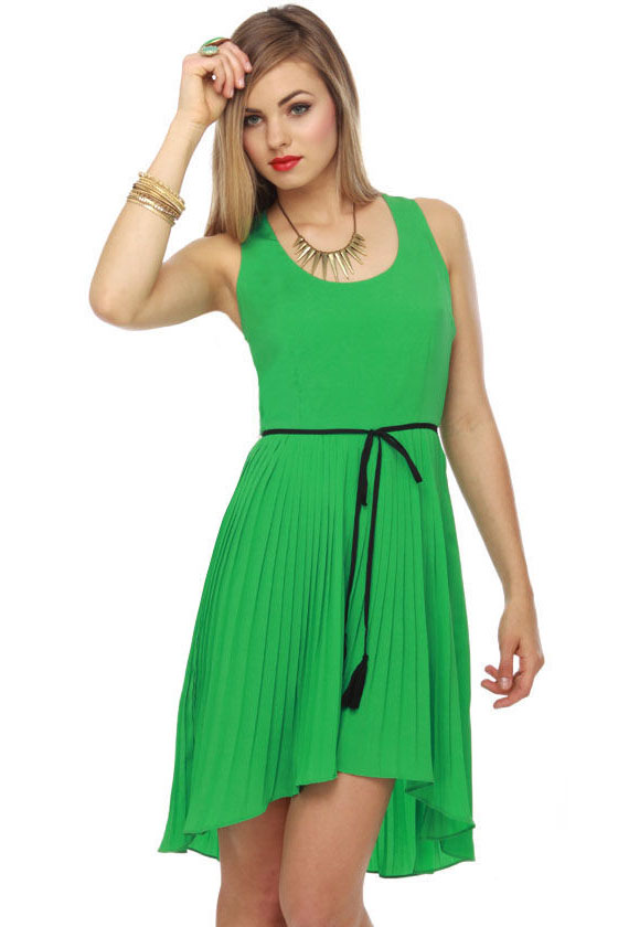 Fords of Avon Pleated Green Dress