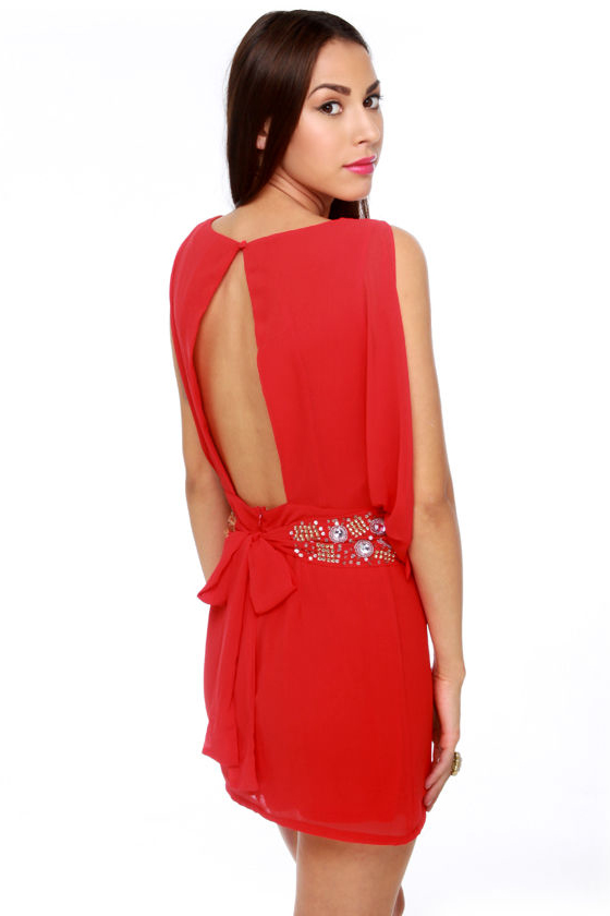 High Roller Beaded Red Dress