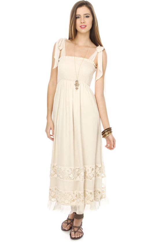Charming Beige Maxi Dress - Lace Dress - Boho Dress - $77.00 - Lulus