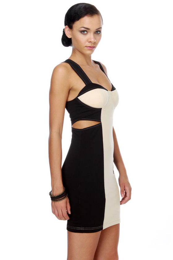 Jetty Betty Color Block Beige Dress