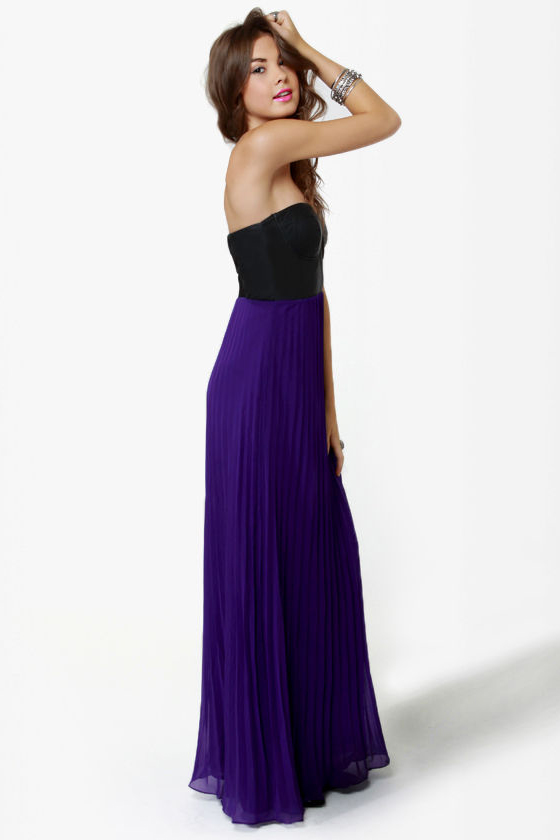 Slow Motion Black and Purple Maxi Dress
