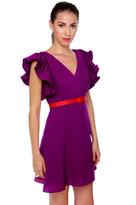 Touch of Sleeve-il Purple Dress
