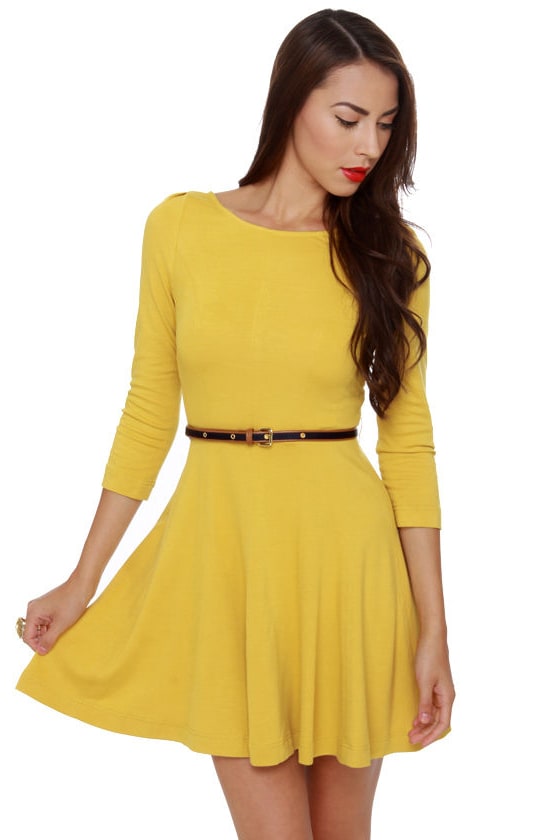 yellow dress with sleeves