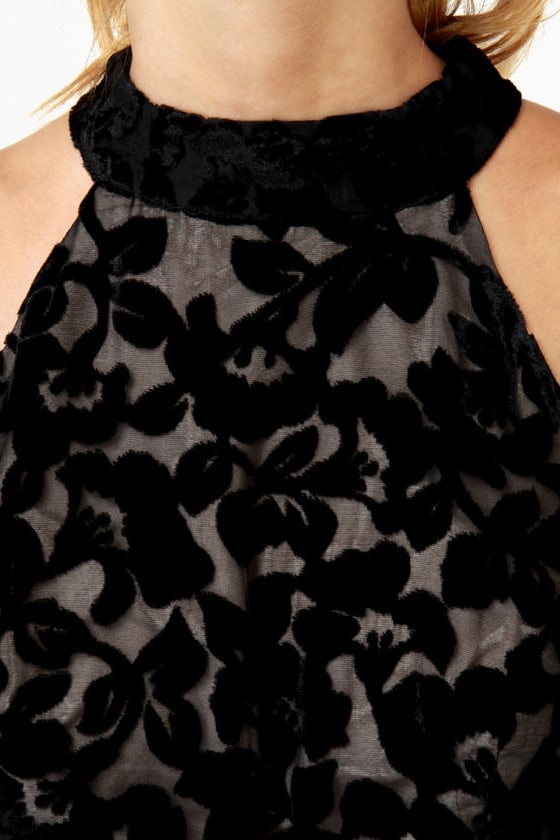 Velvet-iculture Black Halter Dress