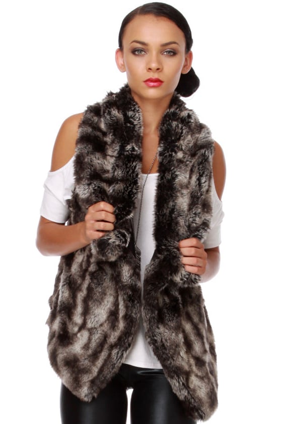 Sexy Faux Fur Vest - Grey Vest - Warm Vest - $101.00