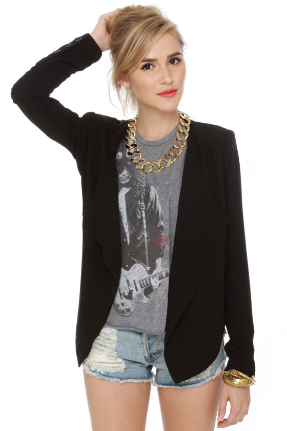 Business As Usual Cropped Black Blazer