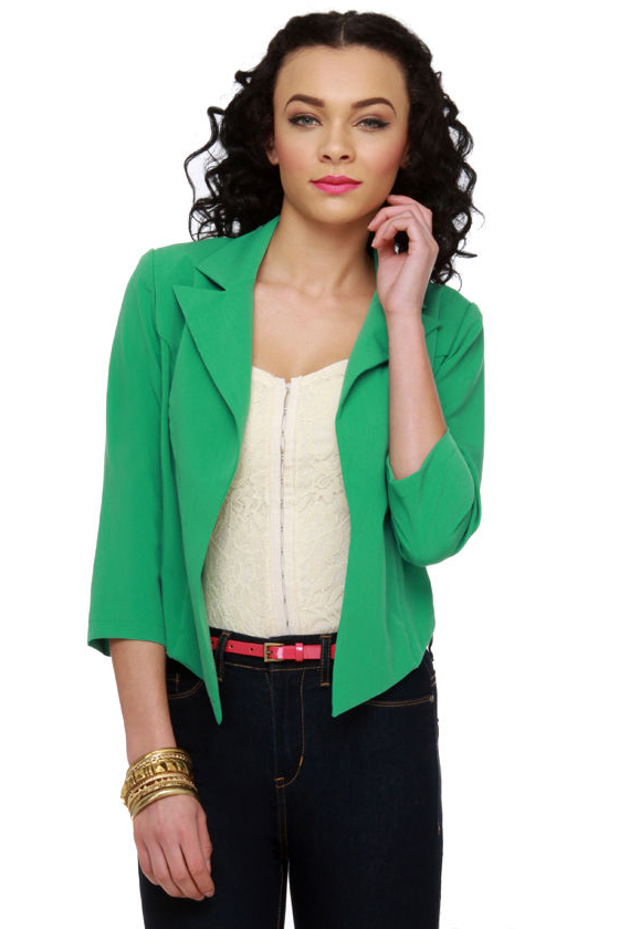 In Charge Green Cropped Jacket