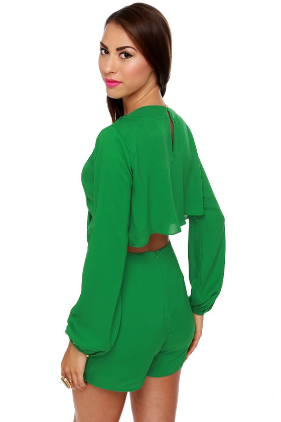 Have a Look-See Green Romper