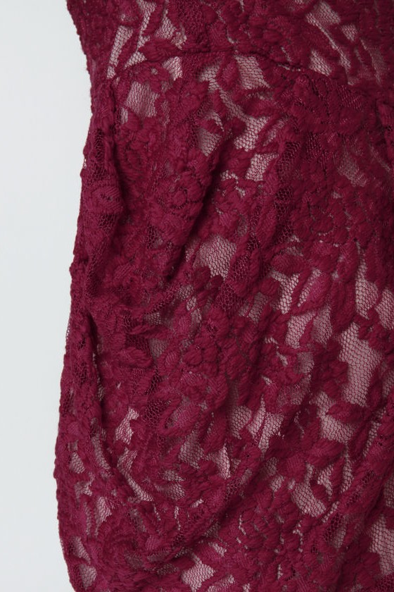 Cute Burgundy Romper - Lace Romper - Long Sleeve Romper - $54.00