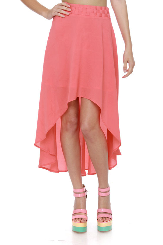 Checker Out Coral Pink Skirt