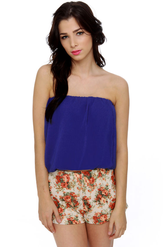 Tube-ilee Strapless Blue Top