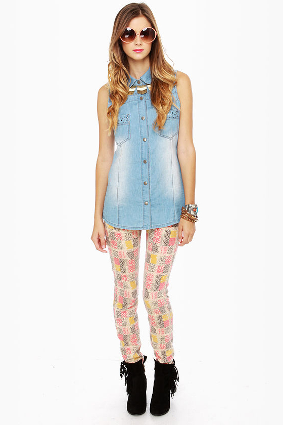 Blank NYC Love & Theft Print Skinny Jeans