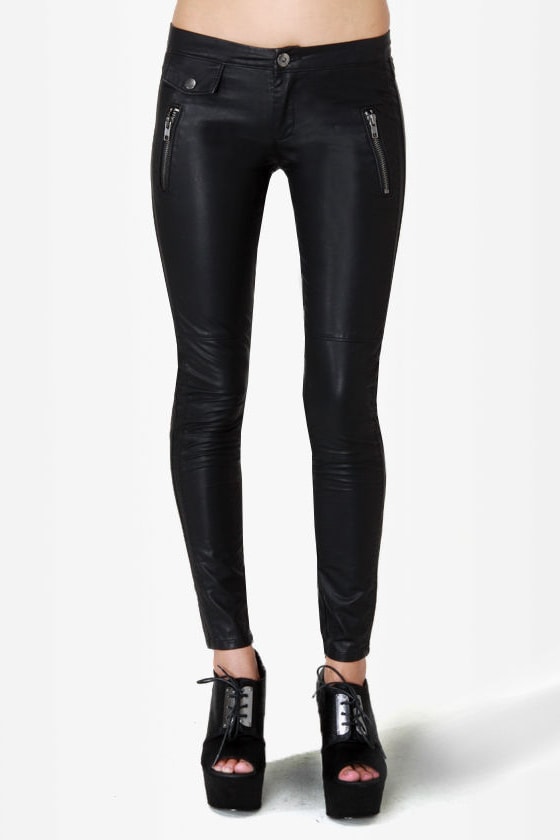 black vegan leather pants