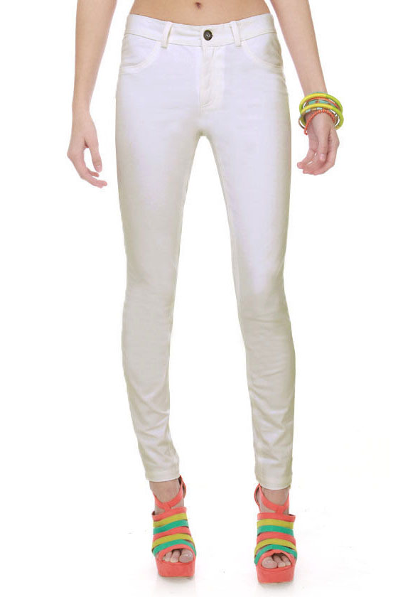 white skinny jeggings