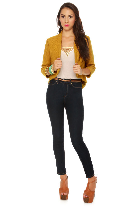 BB Dakota Suki Topaz Yellow Cropped Jacket