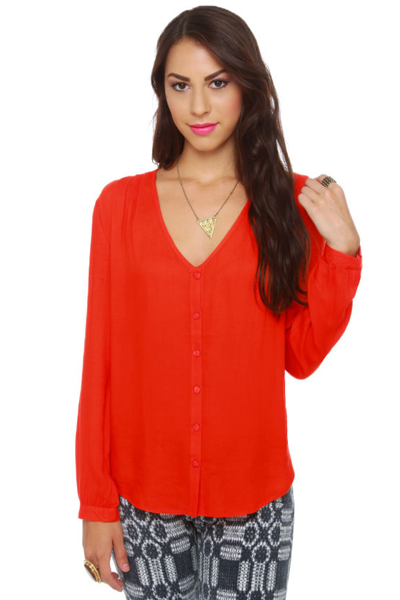 BB Dakota by Jack Lil Orange Button-Up Top