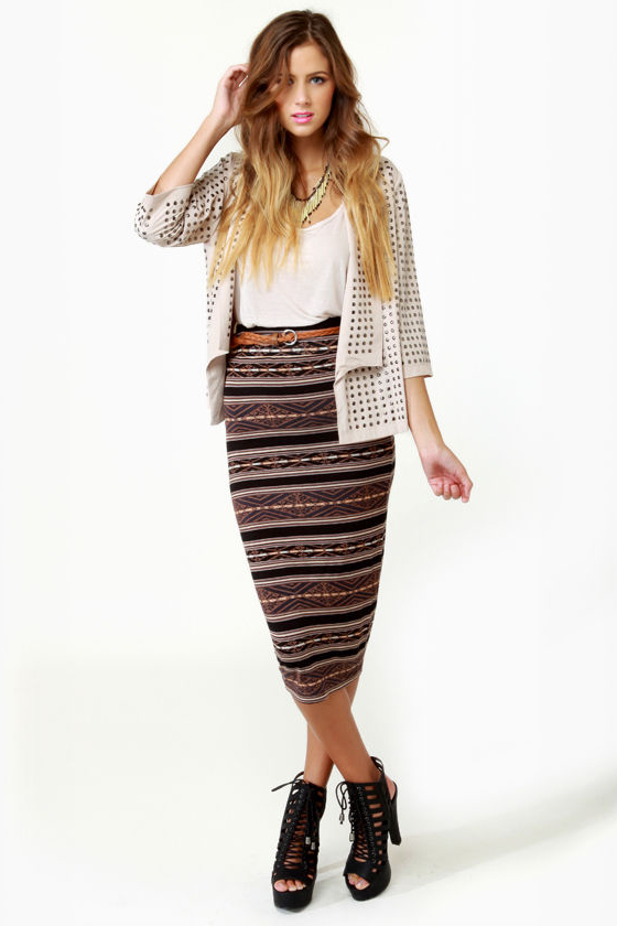 BB Dakota by Jack Joel Print Pencil Skirt